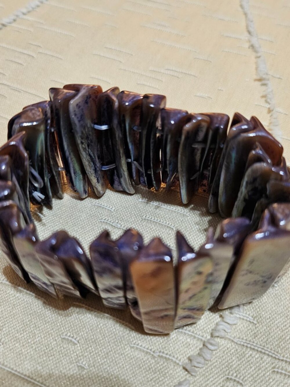 MOTHER of PEARL ELASTICIZED BRACELET CUFF - Picture 3 of 8